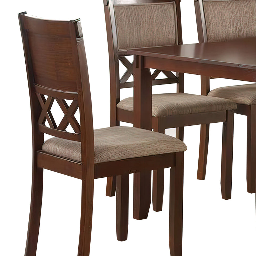 Natali 6 Piece Dining Set with Table 4 Chairs and Bench Foam Fill Brown By Casagear Home BM294279