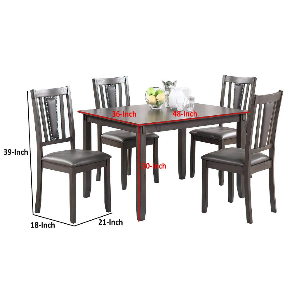 Modern 5 Piece Dining Set with Table 4 Chairs Cushioned Gray and Brown By Casagear Home BM294283