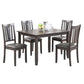 Modern 5 Piece Dining Set with Table, 4 Chairs, Cushioned, Gray and Brown By Casagear Home