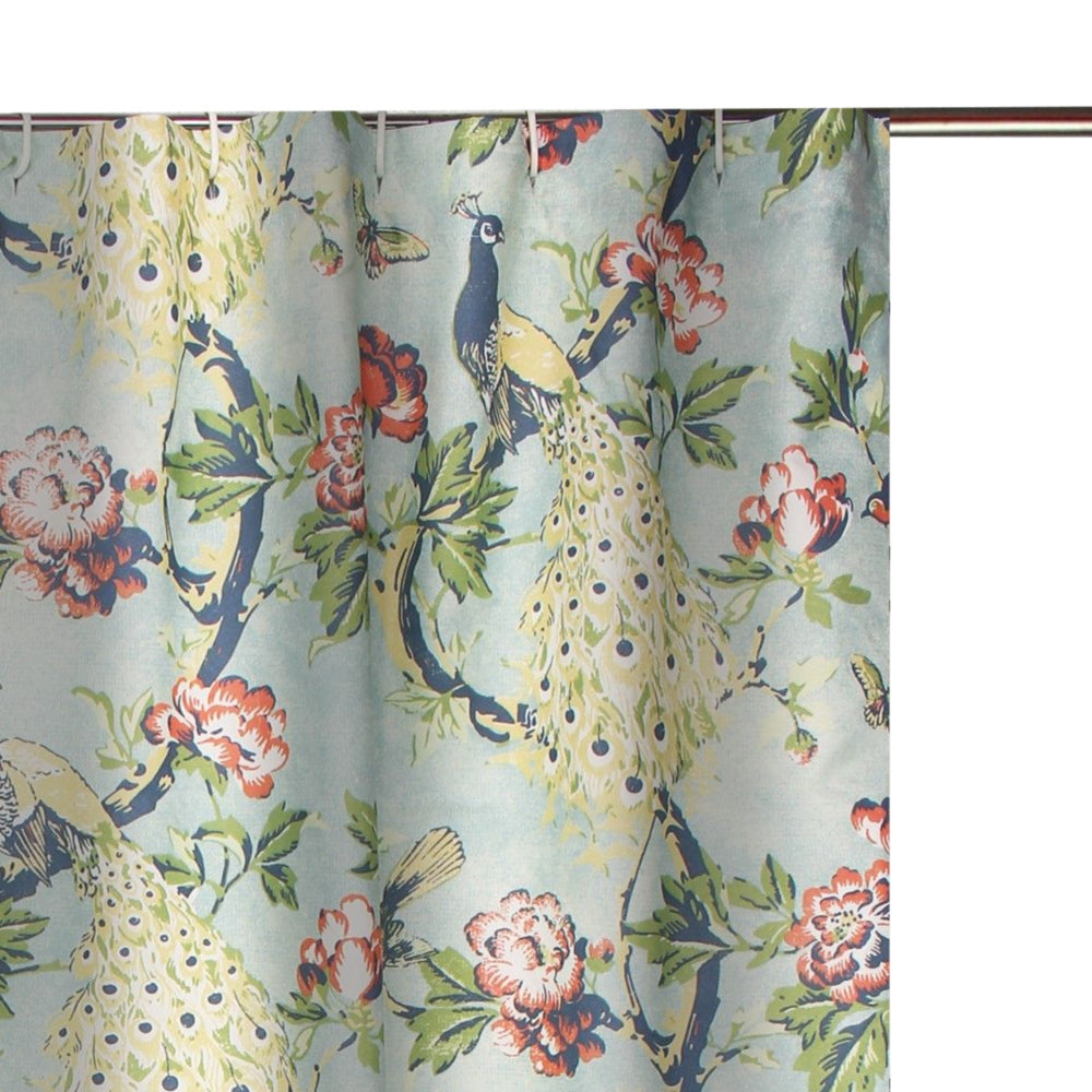 Eden 72 Inch Shower Curtain Songbirds and Butterflies Green Microfiber By Casagear Home BM294312