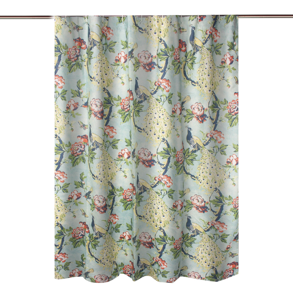 Eden 72 Inch Shower Curtain Songbirds and Butterflies Green Microfiber By Casagear Home BM294312