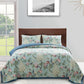 Eden 2 Piece Twin XL Quilt Set, Peacock and Songbirds, Green Microfiber By Casagear Home