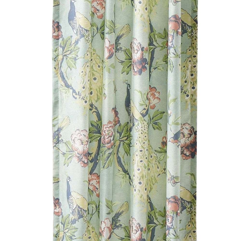 Eden 84 Inch WIndow Curtains Butterflies and Songbirds Green Microfiber By Casagear Home BM294316