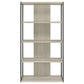 Dela 72 Inch Freestanding Bookcase 4 Wooden Shelves Whitewashed Gray By Casagear Home BM294824