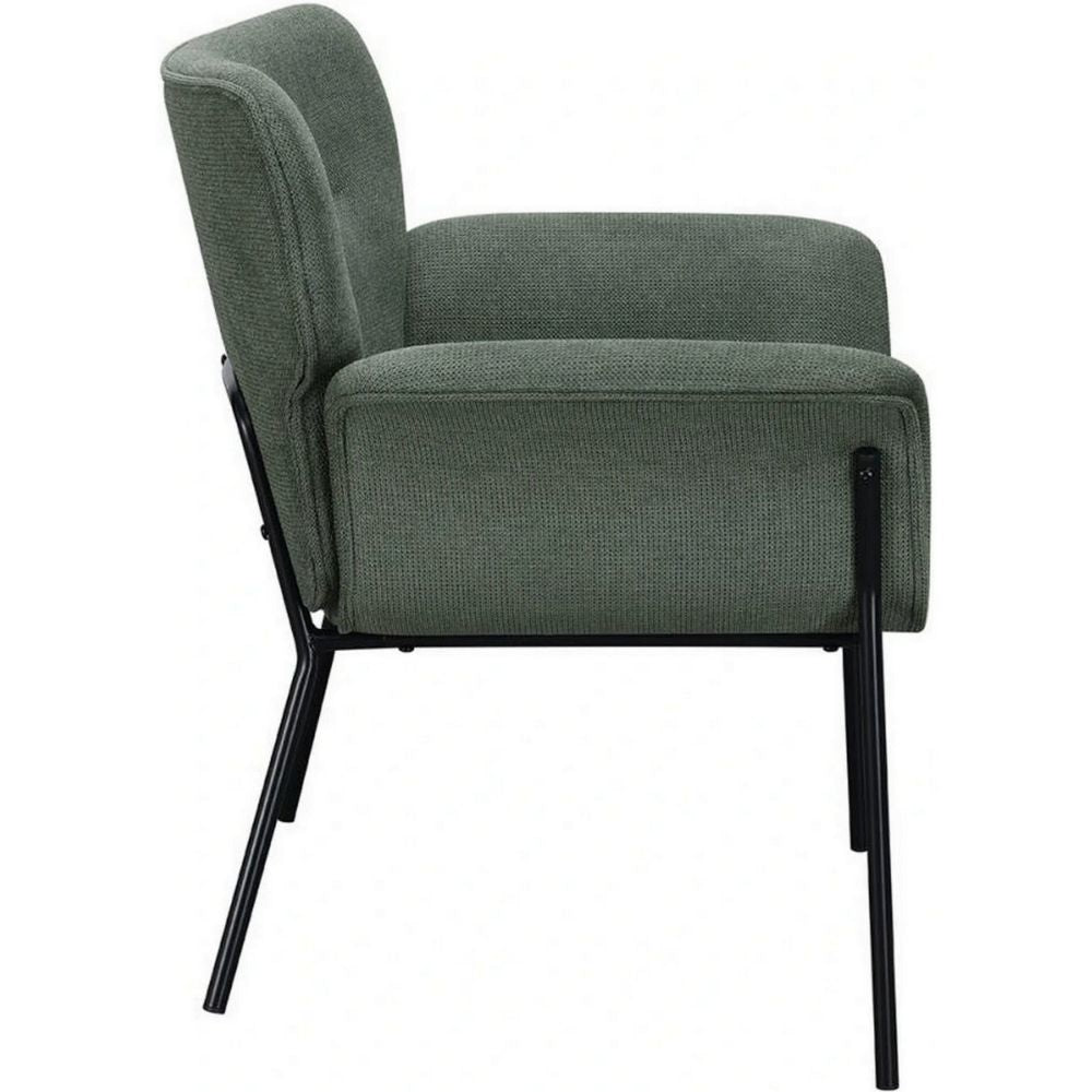 Leah 32 Inch Accent Chair Woven Fabric Upholstery Angled Metal Legs Ivy By Casagear Home BM294832