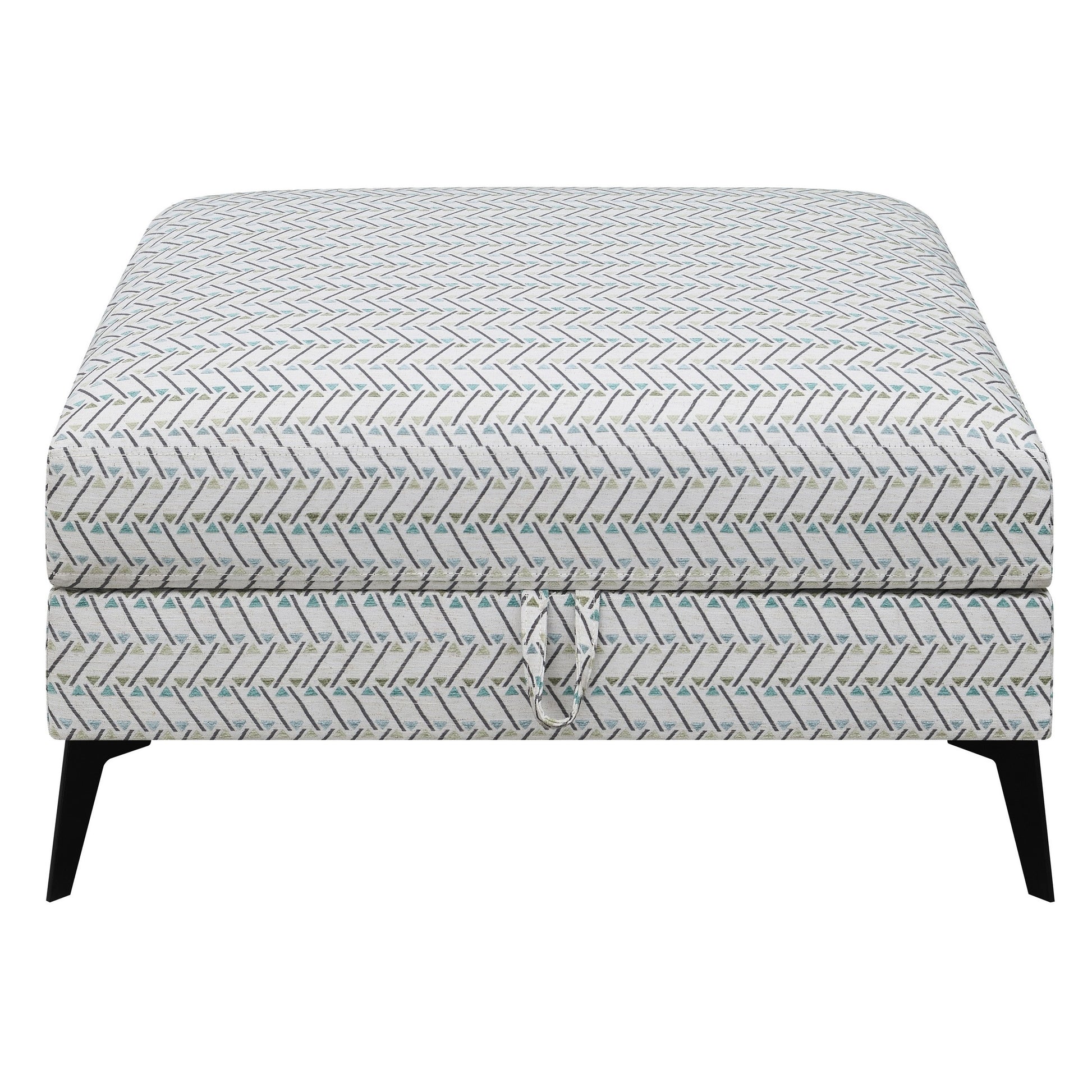 35 Inch Ottoman with Storage Upholstered Geometric Pattern Printed Fabric By Casagear Home BM294842