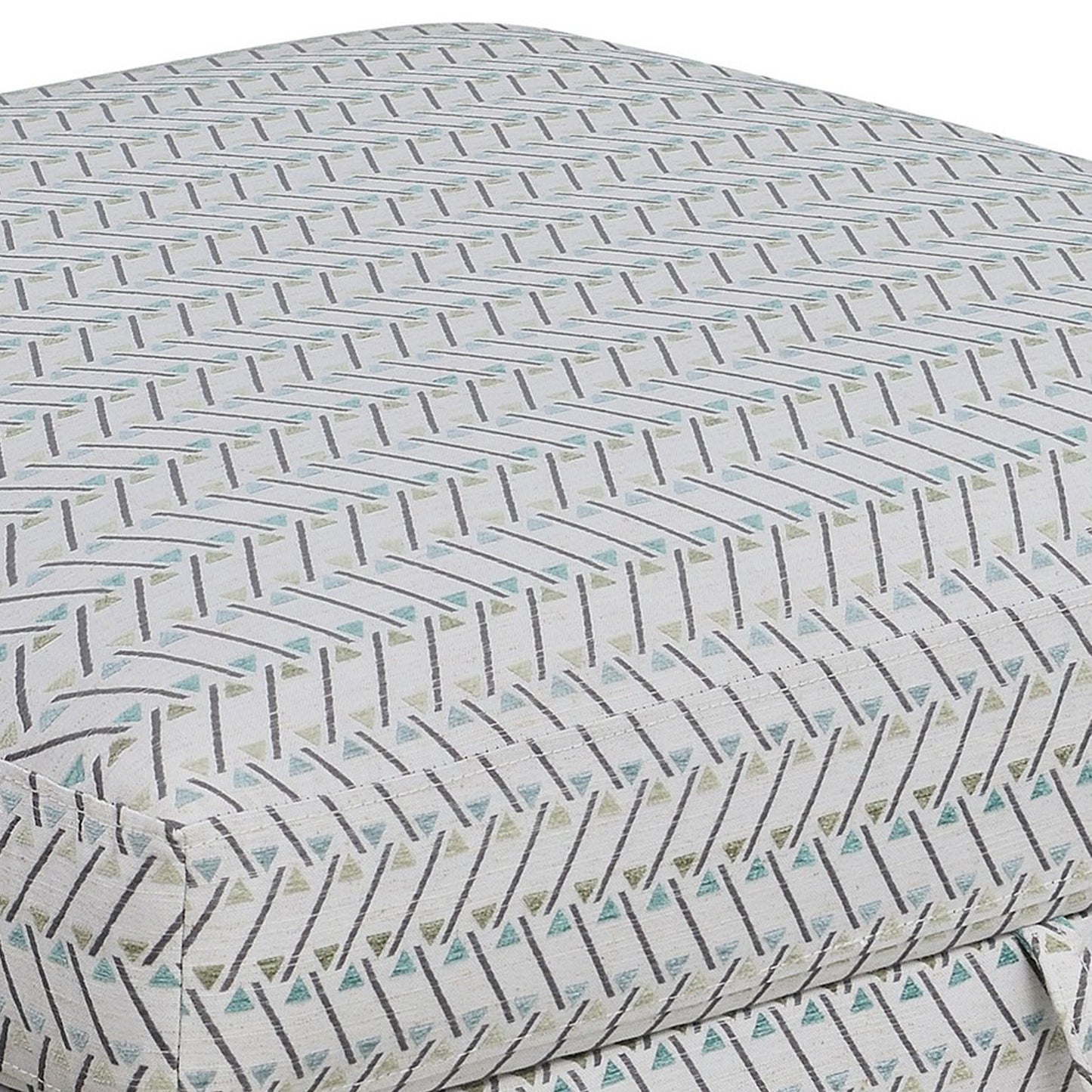 35 Inch Ottoman with Storage Upholstered Geometric Pattern Printed Fabric By Casagear Home BM294842