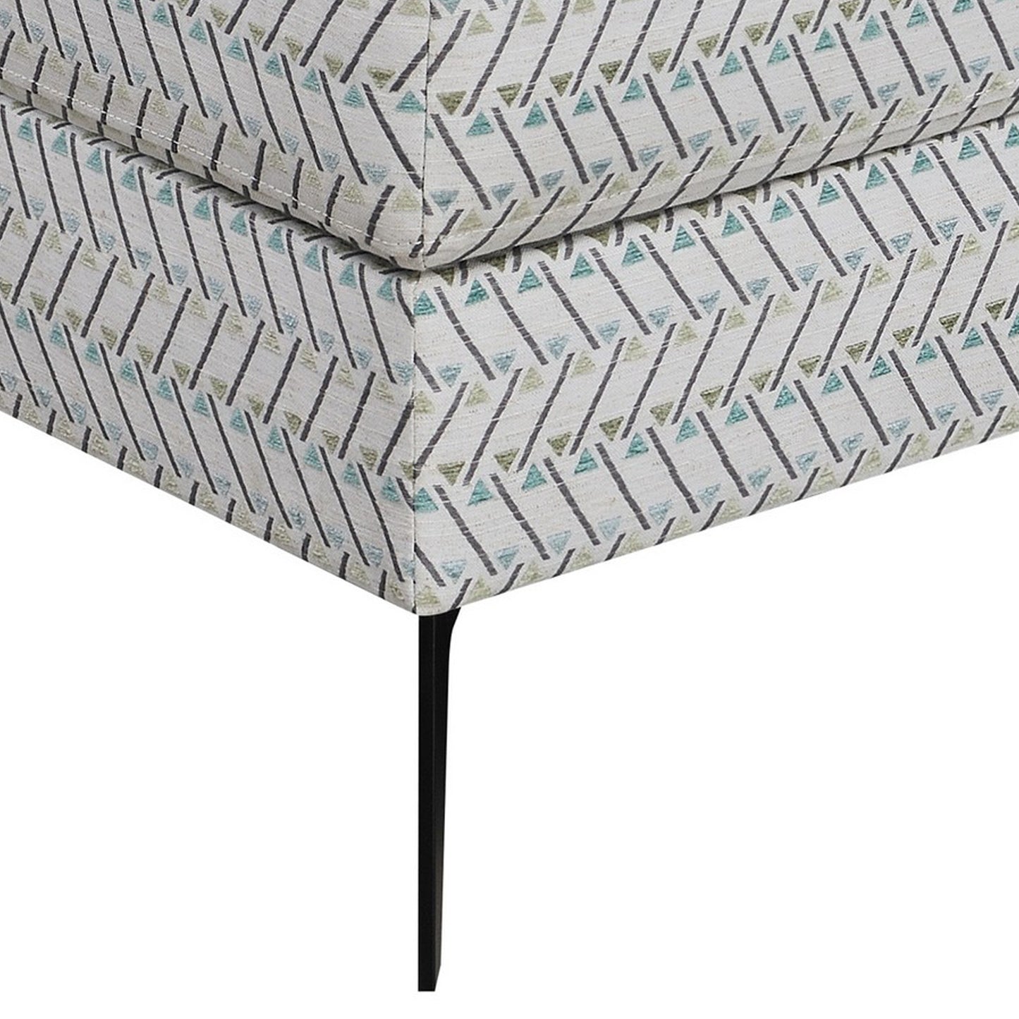 35 Inch Ottoman with Storage Upholstered Geometric Pattern Printed Fabric By Casagear Home BM294842