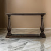 Aria 48 Inch Console Sofa Table Plank Top Turned Pedestal Base Brown By Casagear Home BM294843