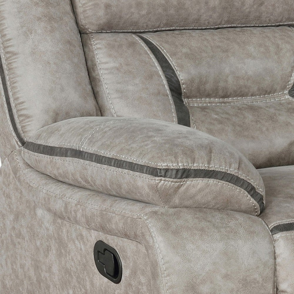 Jake 41 Inch Gliding Manual Recliner Pillowtop Taupe Brown Faux Leather By Casagear Home BM295085