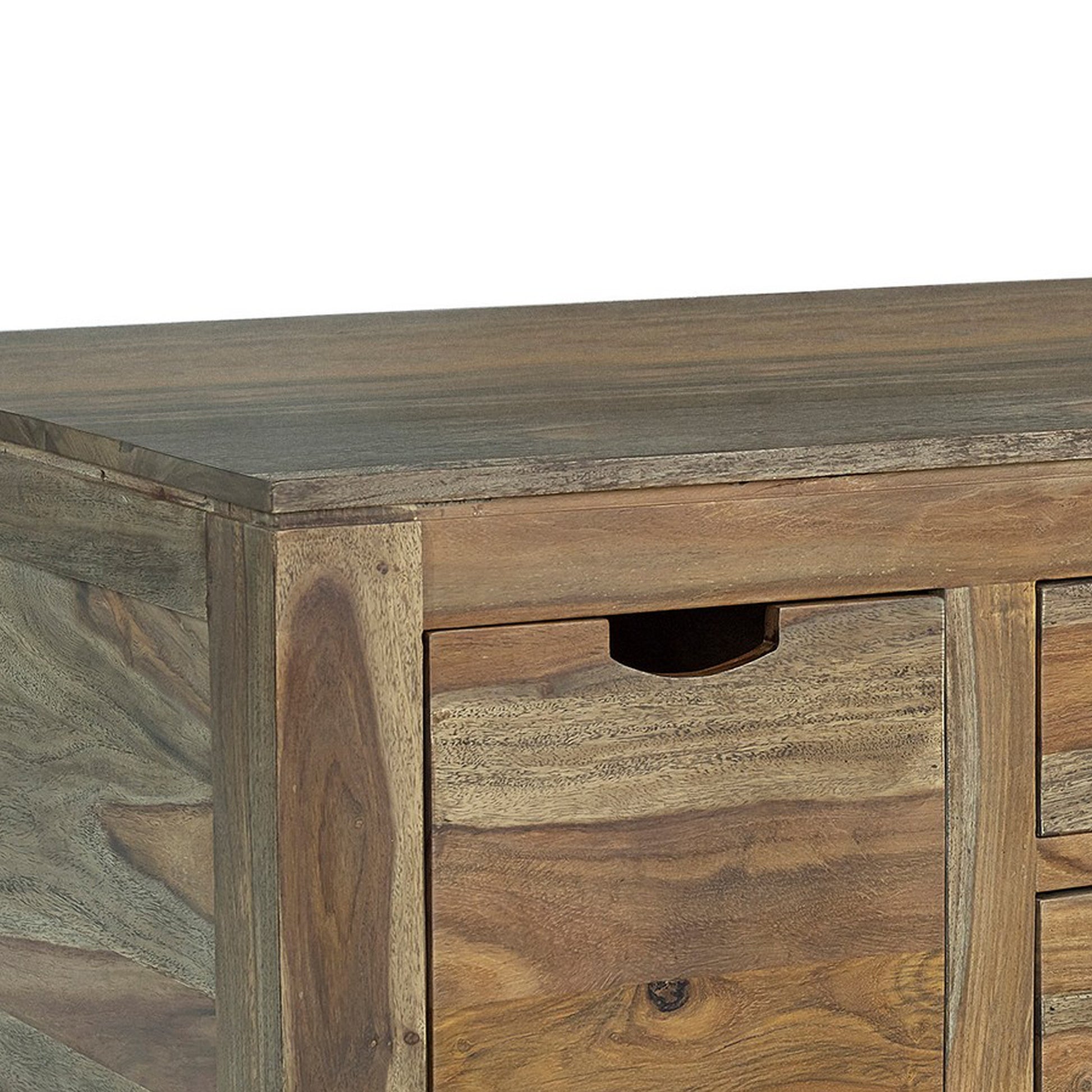 Dale 53 Inch Rustic Storage Coffee Table 6 Gliding Pull Out Drawers Brown By Casagear Home BM295089