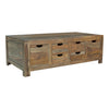 Dale 53 Inch Rustic Storage Coffee Table 6 Gliding Pull Out Drawers Brown By Casagear Home BM295089