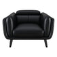 41 Inch Tuxedo Style Accent Chair Double Track Arms Black Faux Leather By Casagear Home BM295131