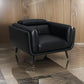 41 Inch Tuxedo Style Accent Chair, Double Track Arms, Black Faux Leather By Casagear Home