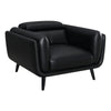 41 Inch Tuxedo Style Accent Chair Double Track Arms Black Faux Leather By Casagear Home BM295131