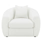 45 Inch Accent Chair Curved Back and Sloped Armrests Soft White Fabic By Casagear Home BM295139