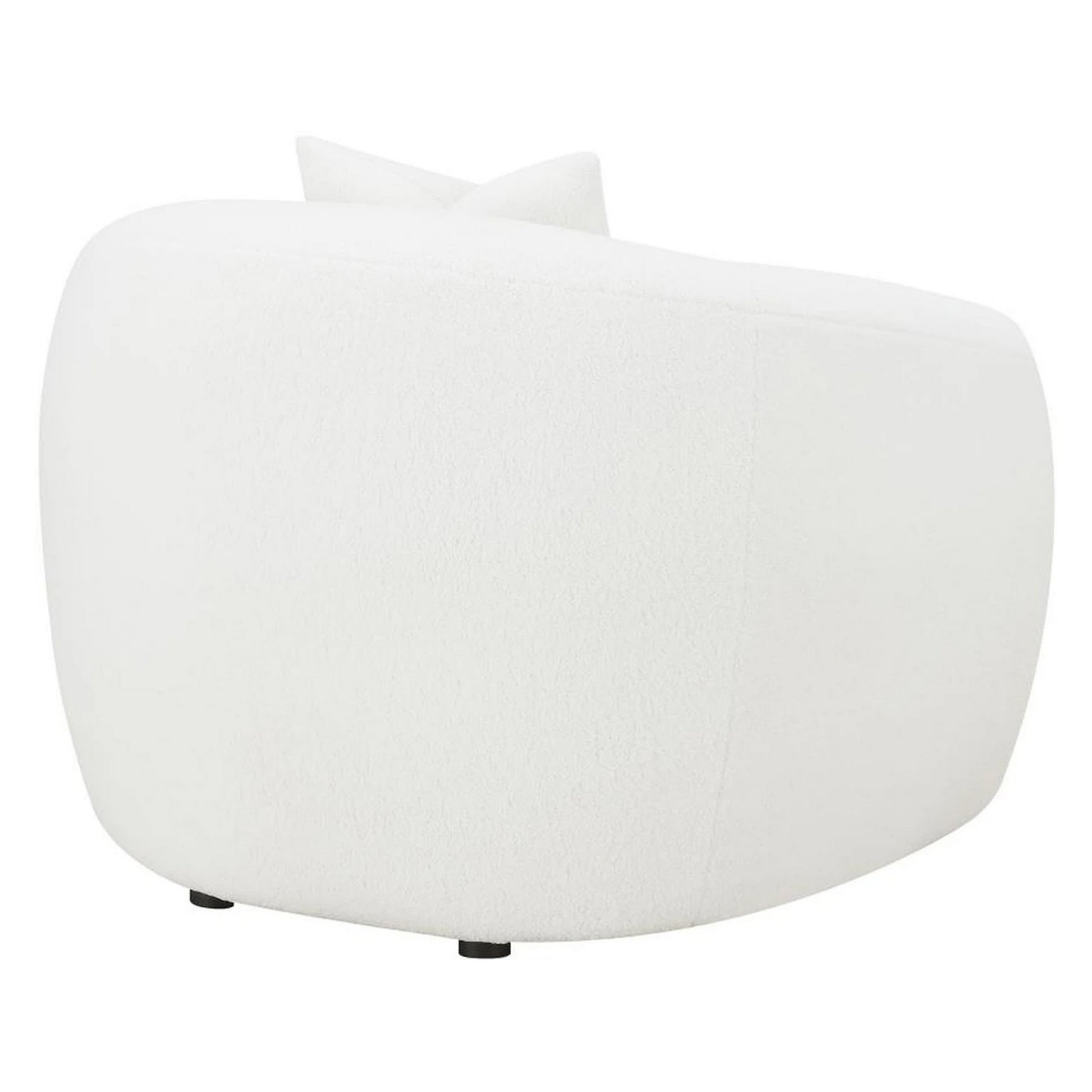 45 Inch Accent Chair Curved Back and Sloped Armrests Soft White Fabic By Casagear Home BM295139