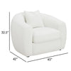 45 Inch Accent Chair Curved Back and Sloped Armrests Soft White Fabic By Casagear Home BM295139