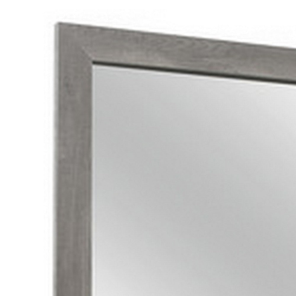 Adia 40 Inch Modern Accent Mirror Sleek Textured Frame Rustic Gray Veneer By Casagear Home BM295534