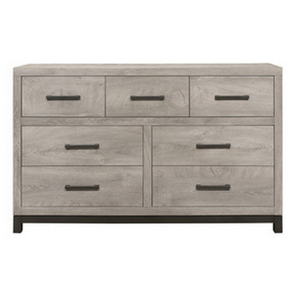 Deena 59 Inch 7 Drawer Wide Dresser Metal Handles Two Toned Light Gray By Casagear Home BM295544