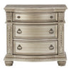 Caitlin 35 Inch 3 Drawer Nightstand with Marble Top Leaf Carvings Silver By Casagear Home BM295557