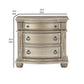 Caitlin 35 Inch 3 Drawer Nightstand with Marble Top Leaf Carvings Silver By Casagear Home BM295557