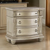 Caitlin 35 Inch 3 Drawer Nightstand with Marble Top Leaf Carvings Silver By Casagear Home BM295557