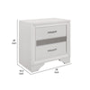 Ani 26 Inch Modern 2 Drawer Nightstand Hidden Jewelry Drawer White Frame By Casagear Home BM295558