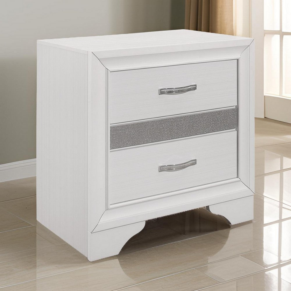 Ani 26 Inch Modern 2 Drawer Nightstand Hidden Jewelry Drawer White Frame By Casagear Home BM295558