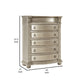 Caitlin 58 Inch Tall Dresser Marble Top Leaf Carving Silver Wood By Casagear Home BM295561