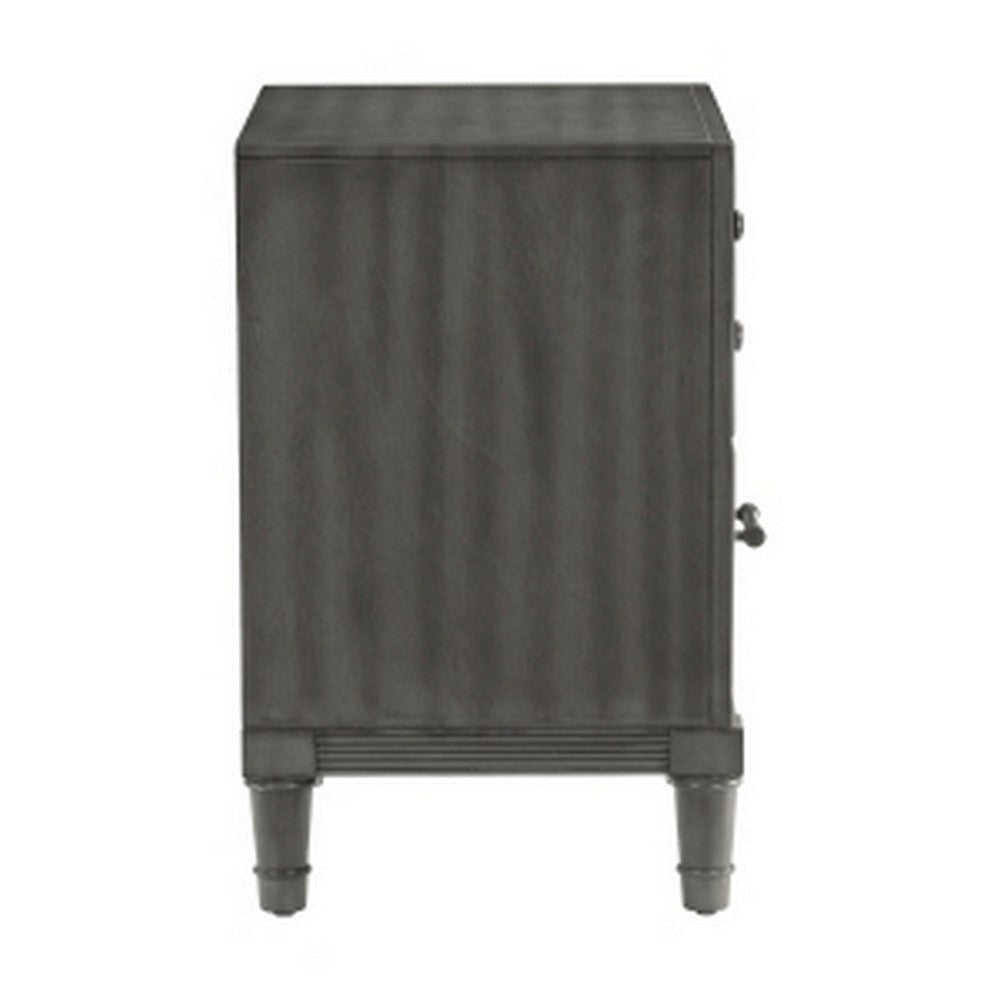 Ceila 27 Inch Classic 2 Drawer Nightstand Round Tapered Legs Gray Finish By Casagear Home BM295576