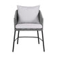 25 Inch Patio Dining Chair Matte Black Steel Frame Gray Rope Woven Seat By Casagear Home BM295615