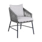 25 Inch Patio Dining Chair, Matte Black Steel Frame, Gray Rope Woven Seat By Casagear Home