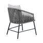 25 Inch Patio Dining Chair Matte Black Steel Frame Gray Rope Woven Seat By Casagear Home BM295615