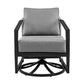 Nyla 28 Inch Patio Swivel Lounge Chair Wicker Back Black Aluminum Frame By Casagear Home BM295622