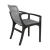 Tye 25 Inch Patio DIning Chair Dark Eucalyptus Wood Gray Rope Seating By Casagear Home BM295637