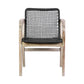 Tye 25 Inch Patio DIning Chair Light Eucalyptus Wood Dark Gray Rope Seat By Casagear Home BM295641