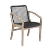 Tye 25 Inch Patio DIning Chair, Light Eucalyptus Wood, Dark Gray Rope Seat By Casagear Home