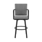 Faye 30 Inch Modern Patio Barstool Black Aluminum Frame Gray Cushions By Casagear Home BM295645