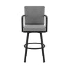 Faye 30 Inch Modern Patio Barstool Black Aluminum Frame Gray Cushions By Casagear Home BM295645