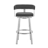 Sez 26 Inch Modern Swivel Counter Stool Arm Chair Backrest Steel Gray By Casagear Home BM295704