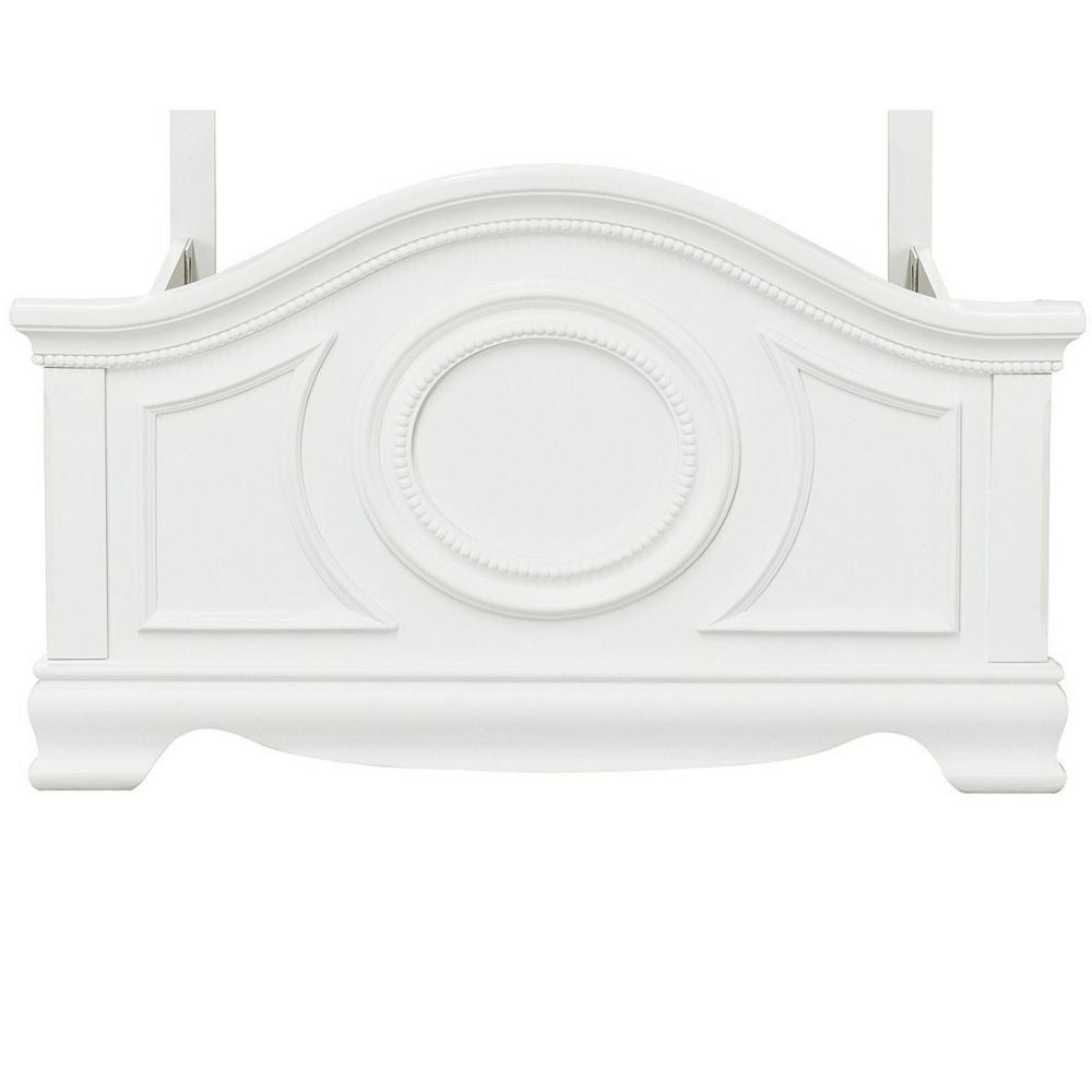 Lilya Traditional Twin Size Bed Bead Molding and Shell Motif Crisp White By Casagear Home BM295824