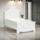 Lilya Traditional Full Size Bed Bead Molding and Shell Motif Crisp White By Casagear Home BM295825