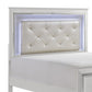 Noah Contemporary Queen Bed LED Backlit Crystal Tufted Headboard White By Casagear Home BM295830