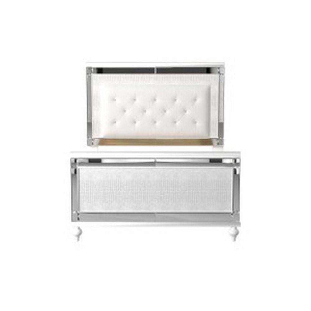 Quinn Modern California King Bed Back Lit LED Headboard Crisp White By Casagear Home BM295844