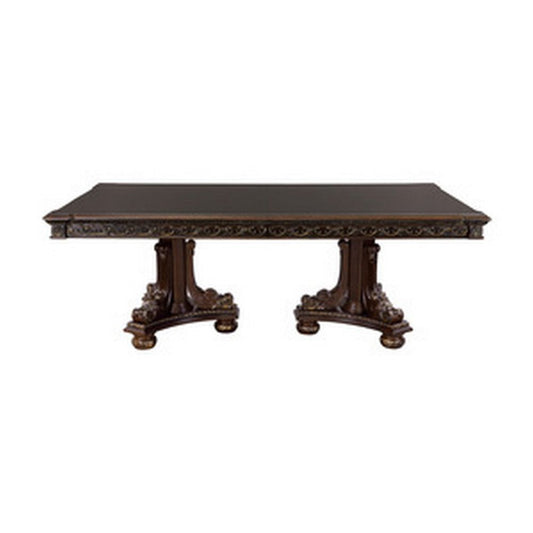 Finn 84-112 Inch Traditional Extendable Dining Table, Dual Pedestal, Brown By Casagear Home