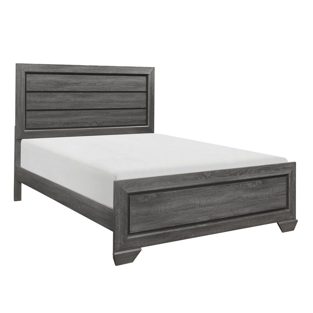 Erin Contemporary Full Bed, Embossed Faux Wood Veneer, Smooth Gray Finish By Casagear Home