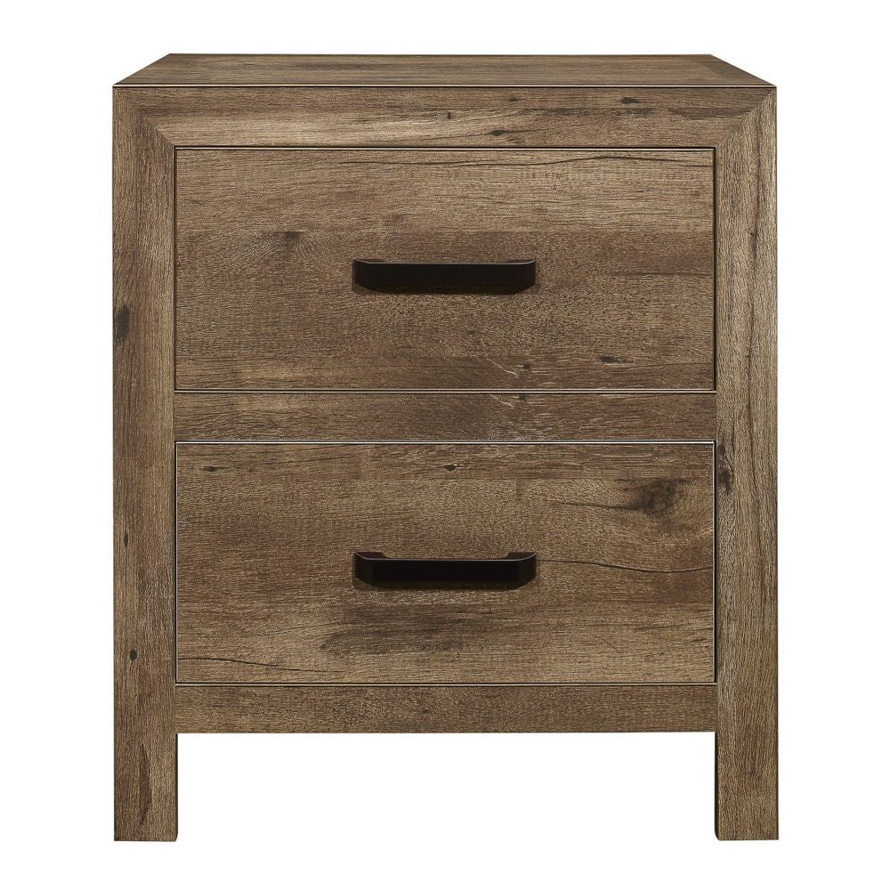 Zane 28 inch Transitional Nightstand 2 Drawers Weathered Pine Veneer By Casagear Home BM295893