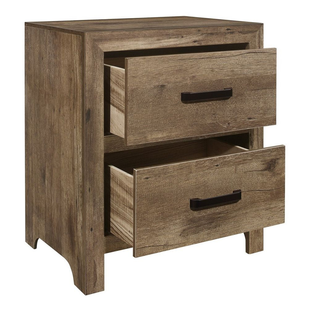 Zane 28 inch Transitional Nightstand 2 Drawers Weathered Pine Veneer By Casagear Home BM295893