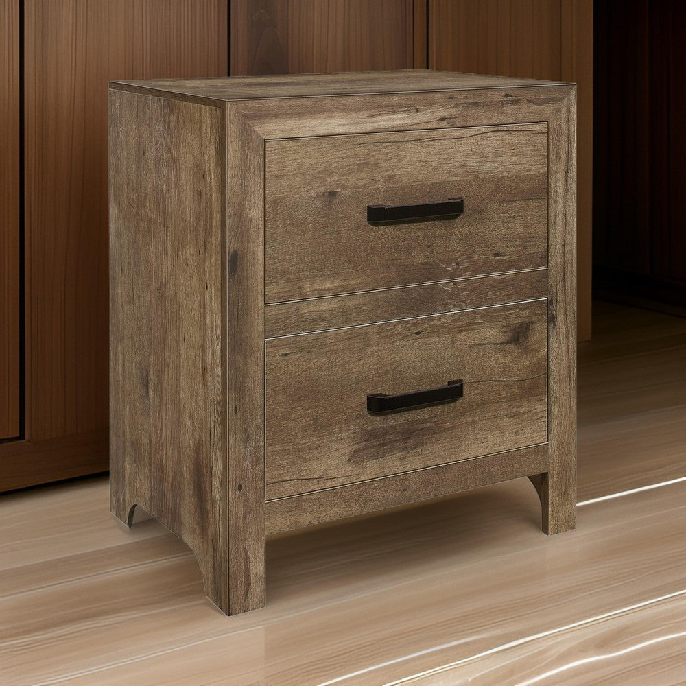 Zane 28 inch Transitional Nightstand 2 Drawers Weathered Pine Veneer By Casagear Home BM295893